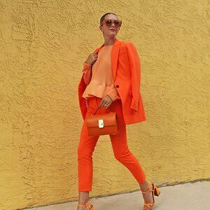 J. Crew Orange Summer Trouser Pant Sailor Buttons Low Mid Rise